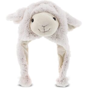 Dollibu Plush Novelty Hat - قبعة حيوانية ذات ناعم فائقة مع اللوحات الأذن ، وقبوة الصوف الدافئة للأطفال ، والمراهقين ، والبالغين - مقاس واحد