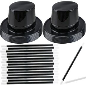16 Pcs Plastic Top Hats with 16 Pcs Magician Wand Black Top Hats Magician Hat for Men Women Halloween Party Dress up Accessories