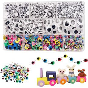 CYLHCM 1500PCS Multi Colors Wiggle Googly Eyes with Self-Adhesive ，Self Adhesive Googly Wiggle Eyes for DIY，5mm 6mm 8mm 10mm 12mm 15mm 18mm Craft Sticker Eyes