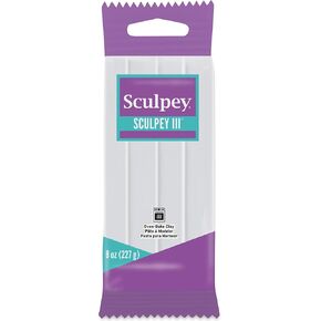 Sculpey III Polymer Oven-Bake Clay, White, Non Toxic, 8 oz. bar, great for modeling, sculpting, holiday, DIY, mixed media and school projects. Great for kids and beginners!