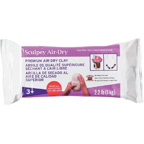 Sculpey Air-Dry White, Non Toxic, Air Dry Clay, 2.2 pound bar great for modeling, sculpting, holiday, handprints, DIY and school projects. Great for all skill levels.