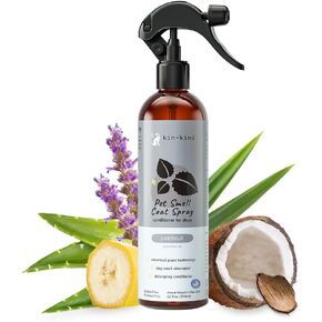 kin+kind Dog Coat Spray (12 fl oz) - Deodorizing Patchouli Formula with Long Lasting Dog Cologne Scent with Aloe Vera - Safe, Natural Odor Eliminator for Dogs - Made in USA (Patchouli)