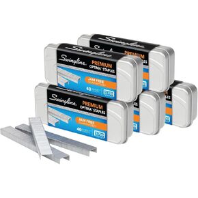 Swingline Staples, Optima, Premium, 1/4" Length, Jam Free, 210 Per Strip, 3,750/Box, 5 Pack (S7035565)