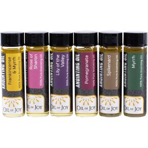 Pack of 6 Anointing Oil for Prayer - Assorted Scents - Rose of Sharon Anointing Oil Frankincense and Myrrh, Lily of The Valley, Pomegranate, Myrrh, Spikenard