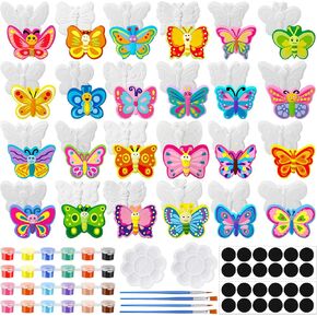 WinnerWhy 24 Set DIY Spring Garden Ceramic Crafts Kit Paint Your Own Figurines Ready to Paint Bisque Figurines Crafts Arts with 24 Magnets 4 Brushes and 2 Palette Ceramic Painting Kit for Adults