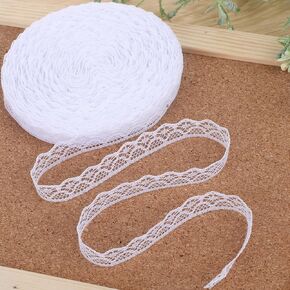 30 Yards White Lace Ribbon Roll 0.6 Inch Wide Sewing Lace Ribbon Flower Fabric Lace Ribbon Trim Roll Lace Trim Sewing Crafts Lace for Wedding Decoration, Bouquet, and Gift Packaging