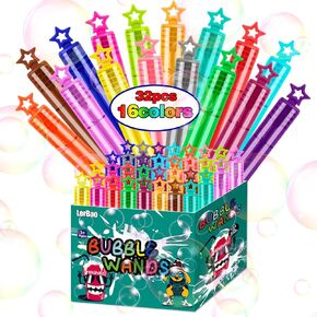 32Pcs 16 Colors Star Mini Bubble Wands,Bubbles Party Favors for Kids,Bulk Bubbles,Bath Time,Summer Outdoor Indoor,Themed Birthday,Christmas Wedding