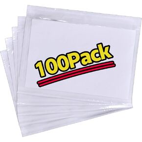 100 PCS FCLMHD 5.5 Chinese Version x 7.5 Chinese Label Pouch Self Adhesive Top List Shipping Label Cover, Clear Shipping Label Envelope Bags (100 Packs)