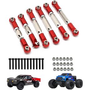 رابط ربطة عنق الألومنيوم/رابط Turnbuckles ل 1/10 Arrma Senton Mega550 Granite Mega550 Vorteks Typhon Big Rock RC Car Parts 6 PCs/Set （Red）