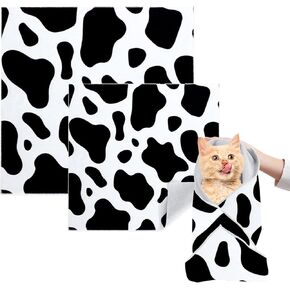 Cat Grooming Wrap, 2pcs [L+XL] Cat Restraint Wrap for Nail Clipping, Ear Cleaning, and Teeth Brushing, Self-Adherent, Anti-Bite, Anti-Scratch, Anti Scratch, Cow White