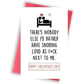 Humorous Valentine's Day Card for Snoring Husband, Happy Vday Gifts Cards for Husband Wife Women Men, Snoring Loud Next To me Bday Card