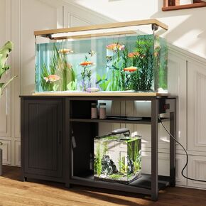 55-75 Gallon Fish Tank Stand, Aquarium Stand with Power Outlets, Heavy Duty Metal Terrarium Stand, Fish Stand & Reptile Stand & Turtle Tank Stand, Cabinet Storage, 860 Lbs Capacity