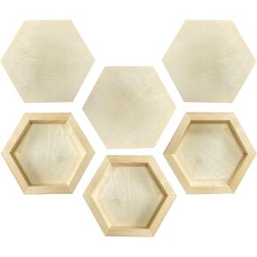 6 Pieces 6'' x 7'' Unfinished Wooden Hexagon Painting Panel Boards for Crafts, Blank Wood Canvas Panels for Pouring Art