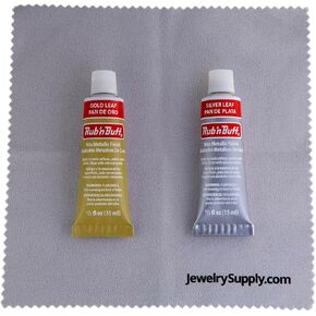 Rub-N-Buff 2 Color Assortment with Premium Buffing Cloth (Silver Leaf, Gold Leaf)