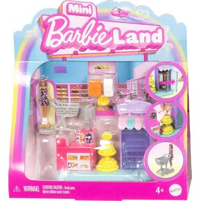 Barbie Mini BarbieLand Collectible Supermarket Playset with 1.5-Inch Doll, Product Shelves, Check Stand & Shopping Cart for Storytelling Play