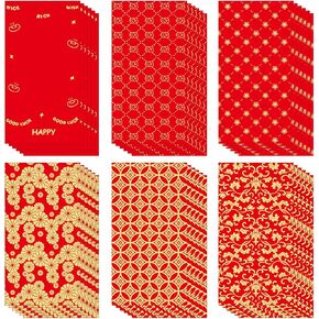 Chinese New Year Red Envelopes,6 Classic Designs 36 Pcs Red Packets Lunar Year 2025,Embossed Bronzing Foil Money Envelopes for Cash Gifts New Year Decorations