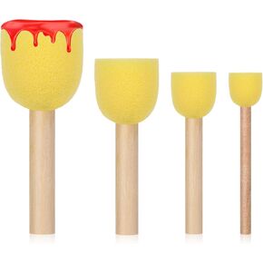 4PCS Round Sponges Brush Set Circle Art Sponge Brushes Paint Sponges for Acrylic Painting and Face Paint Sponge Paint Brush Arts and DIY Crafts, 4 Mixed Size, Yellow