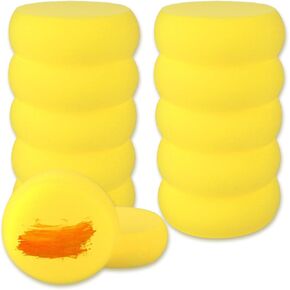 12 Pcs Round Painting Sponge, 3 Inch Pottery Painting Sponges Yellow Soft Artist Sponges Watercolors Sponges Craft Clay Sponge for Pottery Art Craft Pottery Clay Face Painting Ceramics