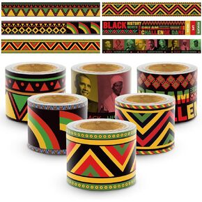 6 Rolls 206.69ft Black History Month Bulletin Board Borders for Bulletin Board, Scalloped Trim Bulletin Board Decorations for Holiday Classroom Office Decor Supplies (Black History Month)