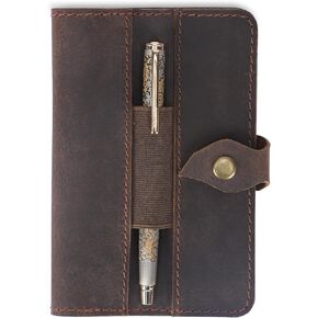 Refillable Leather Journal, Field Journal Diary Cover, Pocket Planner Cover, Handbook Cover, Bible Cover, Pocket Journal with Pen Loop, Card Pocket and Passport/Boarding Pass Pocket