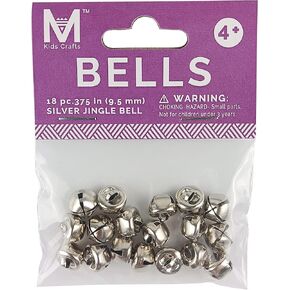 Affordable 18-PC Silver Jingle Bells 0.375" 9.5mm Holiday, Home Décor & Craft Projects, Decor Wreaths or Pet Collar & Hear The Jingling Chimes, Napkin Rings, Jewelry, Gift Wrap Bells for Crafts.