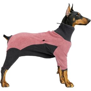 Dog Winter Coat, Warm Fleece Dog Jacket, Windproof Dog Pullover Jumpsuit, Fullbody Dog Pajamas Onesie, Cold Weather Clothes for Medium Large Dog(Large,Blue)