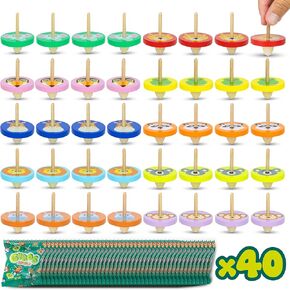 Wood Spinning Top Party Favors for Kids 40 Pack - BONNYCO | Spinning Tops for Kids Goodie Bags Stuffers for Kids, Pinata Stuffers Kids Party Favors, Goody Bag Stuffers, Return Gifts for Birthday Party