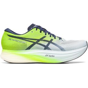 ASICS Unisex METASPEED Edge+ Running Shoes, 11.5, Sky/Hazard Green