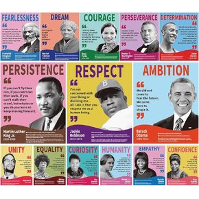 Arosche Black History Month Decorations Posters 14pc Motivational Posters Famous African American Inspirational Positive Quotes Posters for Home, School, Classroom, Bulletin Board, Wall, Hallway Decor