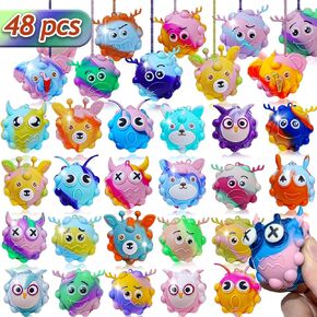 48 Pack Pop Fidget Toys Bulk 3D Journ Ball Toy ، تفضل الحفلات لعيد الميلاد ، ألعاب الضغط الحسية بالضغط ، وتخفيف الإجهاد ، وسلة عيد الفصح ، وجوائز الفصول الدراسية لتخزين المواد الصغار للبالغين in Kuwait