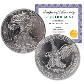 Liberty Eagle Solid Titanium Coin ، 1 أوقية ، تصميم النسر ، شهادة الأصالة