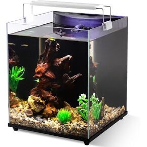 6.5 Gallon Fish Tank Starter Kit, Small Aquarium with Filter and Adjustable 3 Color Lighting Self Cleaning Fish Bowl Rimless Aquarium for Beginners (Freshwater Fish Tank)