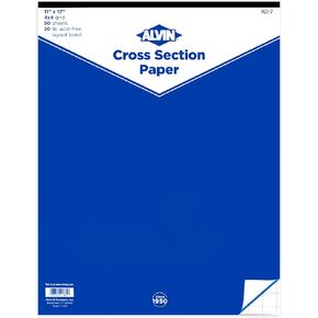 ALVIN Cross Section Graph Paper Pad 50 Sheets 17" x 22" Model 1422-12 Acid-Free Blue Grid Paper for Drafting 4 x 4 Inches Grid - 50 Sheet 17 x 22 Inches