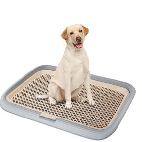 Large 23.6"x17.7" Dog Potty Tray, Indoor Pet Pee Pad Holder with Mesh Floor,Bathroom Dog Litter Box, Pet Toilet (Gray)