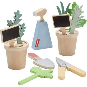 لعبة Fisher-Price Price Preschool Toy Wooden Herb Garden and Tools PlaySet ، 12 قطعة خشبية للتظاهر باللعب الأطفال الذين تتراوح أعمارهم بين 3 سنوات