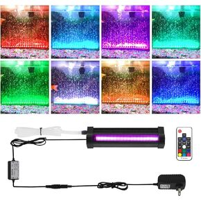 Submersible Fish Tank Aquarium Light: Bright Aquarium Bubbler Lighting Full Spectrum - Adjustable Brightness Colors Change Underwater Led Strips with Remote and Suction Cups for Aquarium Fish Tank