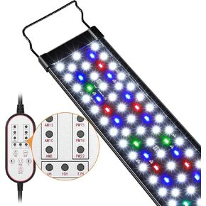 Aquarium Light, 14W 24/7 Natural Mode - Sunrise/Daylight/Moonlight Mode and Custom Mode with Expandable Bracket, Adjustable Timer and 7 Color Brightness for 12~18IN Fish Tank