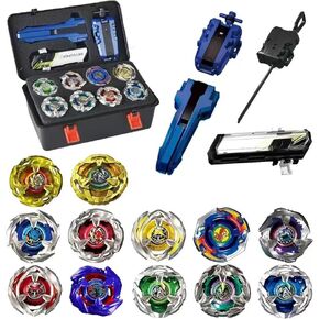 BX Bey Battling Set, BX Tops Burst Blade Toy Combat Battling Game Set, X Spinning & X-Launchers, Greats Birthday Gift for Boys, Ages for 8 10 12+ (12 Spinning Tops)