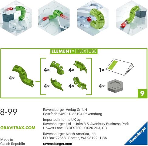 Ravensburger Gravitrax: Flextube ملحق | لعبة STEM للأطفال الذين تتراوح أعمارهم بين 8 وما فوق | متوافق مع جميع أنظمة Gravitrax | نظام تشغيل الرخام رقم 1 في الولايات المتحدة in Kuwait