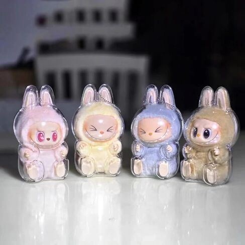 Protective Case for LABUBU, Plastic Clear Display Box with Key Chain for LABUBU Doll, Protective Cover for labubu Plush Toy, Transparent PVC Bag for Storage (Doll Not Include, 17cm) in Saudi Arabia
