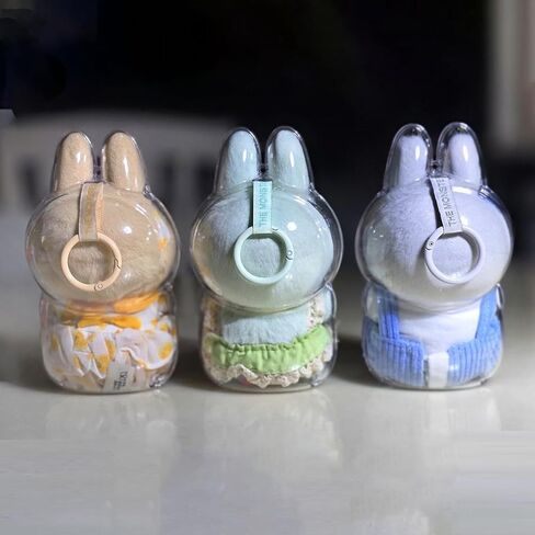 Protective Case for LABUBU, Plastic Clear Display Box with Key Chain for LABUBU Doll, Protective Cover for labubu Plush Toy, Transparent PVC Bag for Storage (Doll Not Include, 17cm) in Saudi Arabia