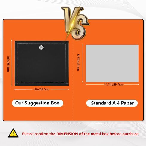 KYODOLED Suggestion Box with Lock and Slot, Small Locking Mailbox for Office, Safe Key Drop Box for Money, Wall Mount Donation Box Ballot Box with 50 Free Suggestion Cards,9.8" W x 3" D x 7" H, Black in Kuwait