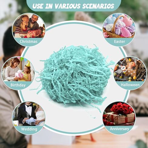 Tisspoms 2lb Crinkle Cut Paper Plaged Filler ، Paper Shreds for Basket Fillers ، عيد ميلاد ، غلاف الهدايا ، الذكرى السنوية ، رأس السنة الجديدة ، حشو ديكور عيد الفصح في عيد الحب (الأزرق العميق) in Kuwait