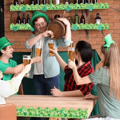 69 Feet St Patricks Day Bulletin Board Decorations Lucky Green Shamrock Clover Bulletin Board Border Trim，for St. Patrick's Irish Party School Office Chalkboard Doors Wall Windows Party Decoration in Saudi Arabia
