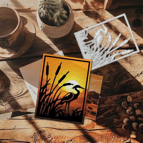 يموت Benecreat 2PCS REED Grass Frame ، و Dusk Gegret Moon Dragonflies يموت الإستنسل ، وقالب النقش المعدني للاصطدام DIY ، ألبوم الصور ، بطاقة الورق المزخرفة المزخرفة in Saudi Arabia