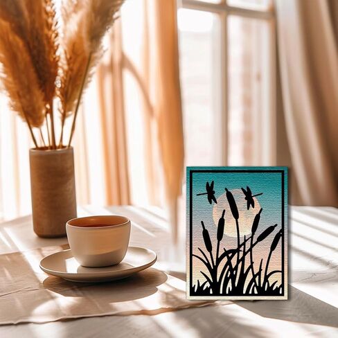يموت Benecreat 2PCS REED Grass Frame ، و Dusk Gegret Moon Dragonflies يموت الإستنسل ، وقالب النقش المعدني للاصطدام DIY ، ألبوم الصور ، بطاقة الورق المزخرفة المزخرفة in Saudi Arabia