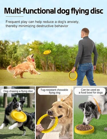 Dog Flying Disc Toy， Soft Indestructible Dogs Flying Disc Pack ，for Aggressive chewers Medium Large Dog (1Flying Disc+1Ring) in Saudi Arabia