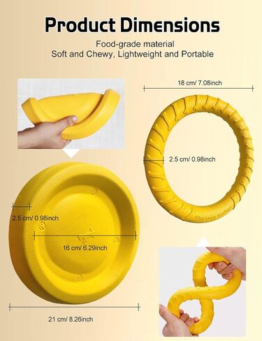 Dog Flying Disc Toy， Soft Indestructible Dogs Flying Disc Pack ，for Aggressive chewers Medium Large Dog (1Flying Disc+1Ring) in Saudi Arabia