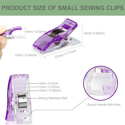 Sewing Clips Kit for Fabric, 84 Pack Quilt Clips Include Plastic Clips and Stainless Steel Hemming Clips with Measurements for Fabric Quilting Pinning and Marking Accessories in Saudi Arabia