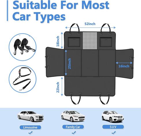 PU Leather Back Seat Extender للكلاب ، مقاومة للماء ومقاومة للخدش ، يدعم ما يصل إلى 500 رطل ، أسود ، ملائم للسيارات وسيارات الدفع الرباعي والشاحنة الصغيرة in Kuwait